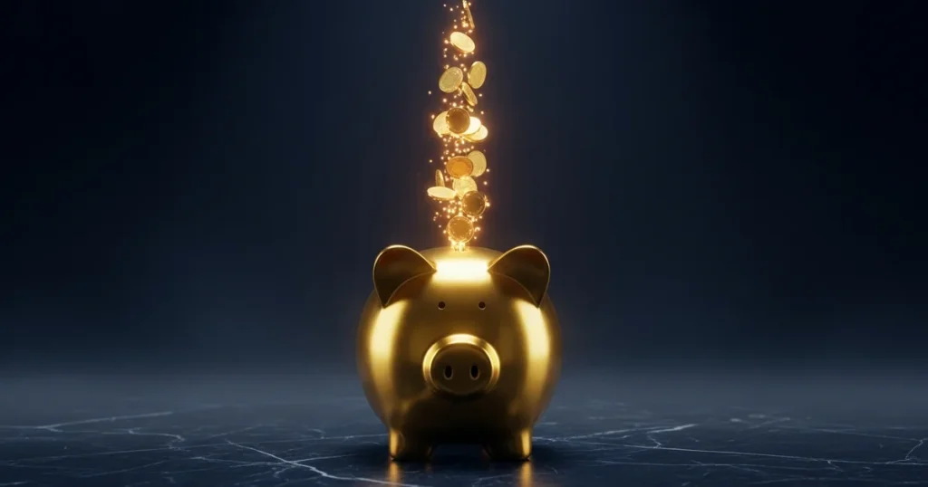 תקציב שיווק - קופת זהב עם מזרקת מטבעות